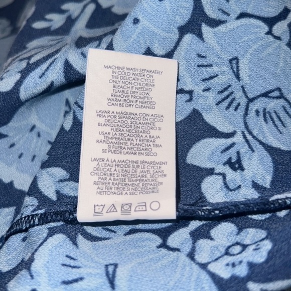 Cabi Style 5265 Blue Floral Cap Sleeve Drawstring Waist Dress Size Medium - Picture 7 of 7